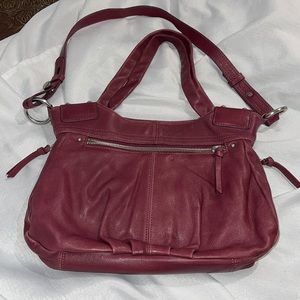 Beautiful Soft leather Raspberry HOBO purse with silver hardware